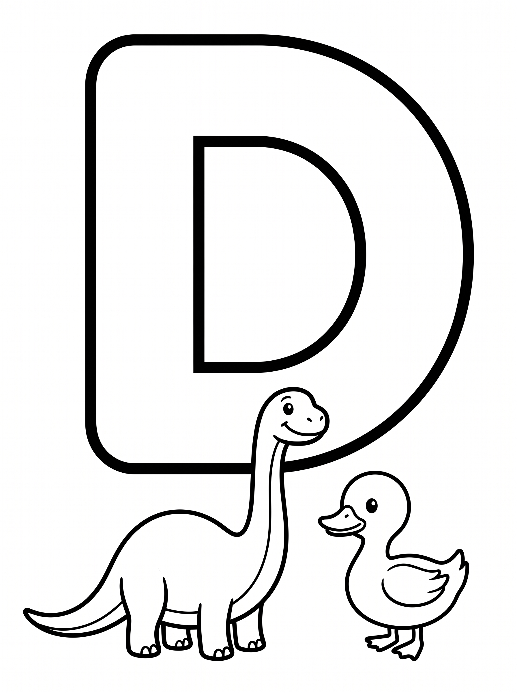 Agent Image   Children s alphabet coloring book page  A huge hollow bubble outline capital letter D