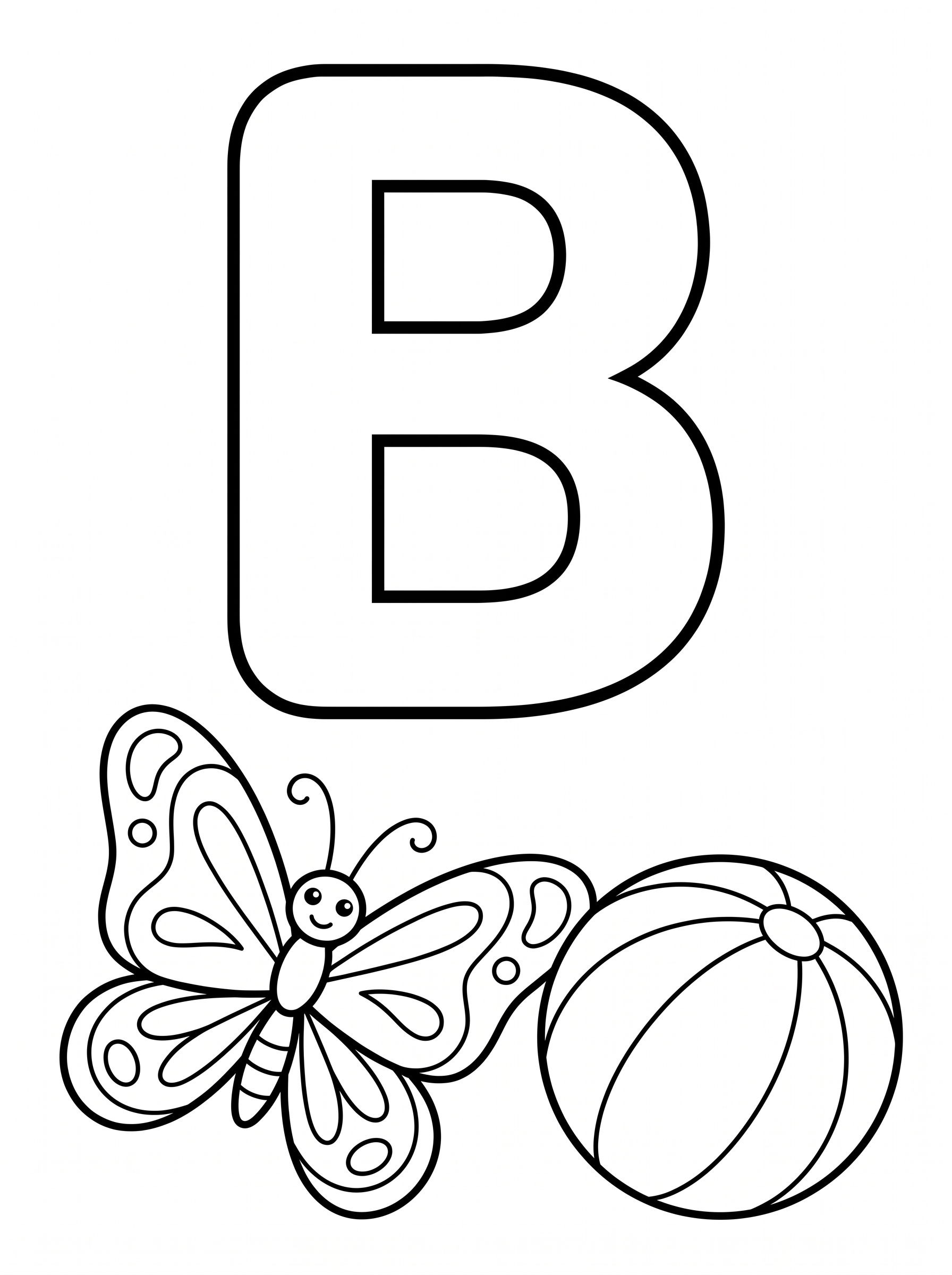 Agent Image   Children s alphabet coloring book page  A huge hollow bubble outline capital letter B