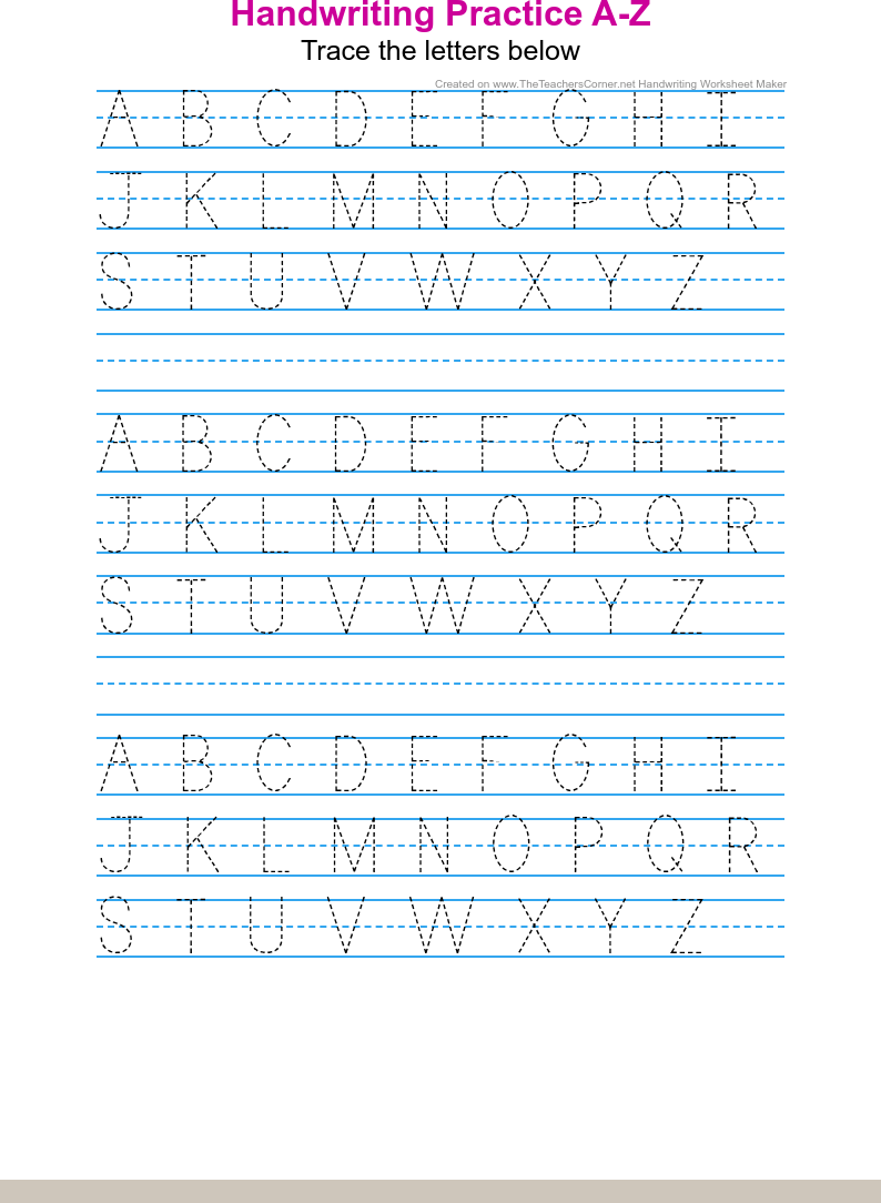 handwriting practice A-Z