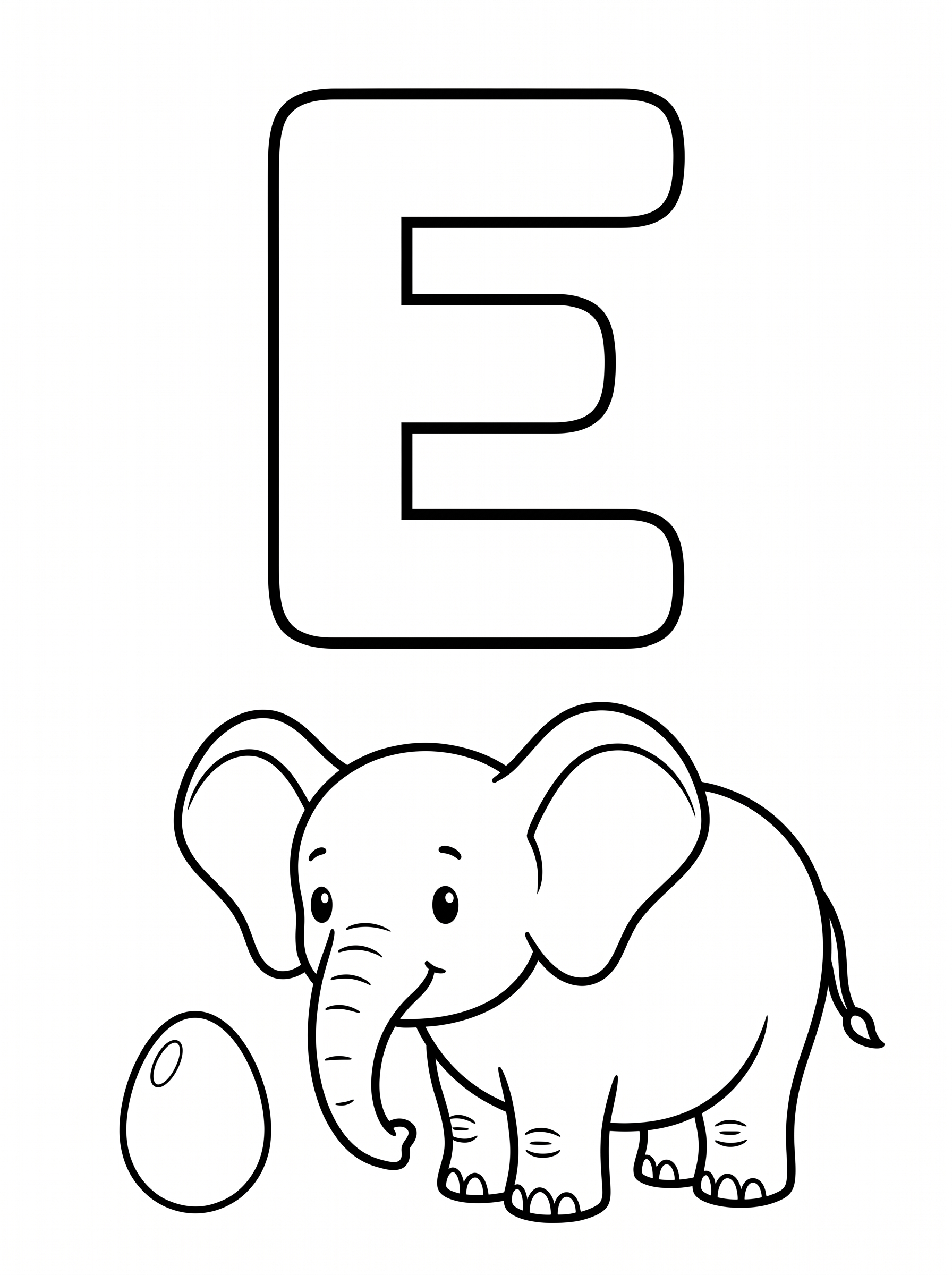 Agent Image   Children s alphabet coloring book page  A huge hollow bubble outline capital letter E