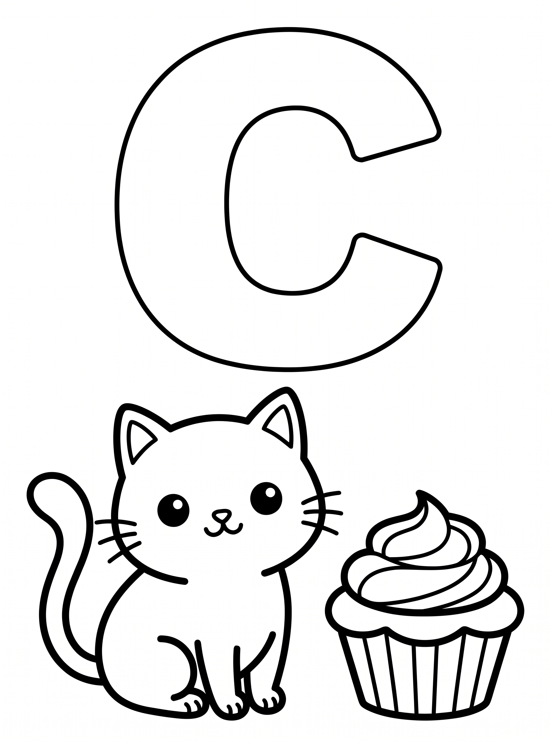 Agent Image   Children s alphabet coloring book page  A huge hollow bubble outline capital letter C