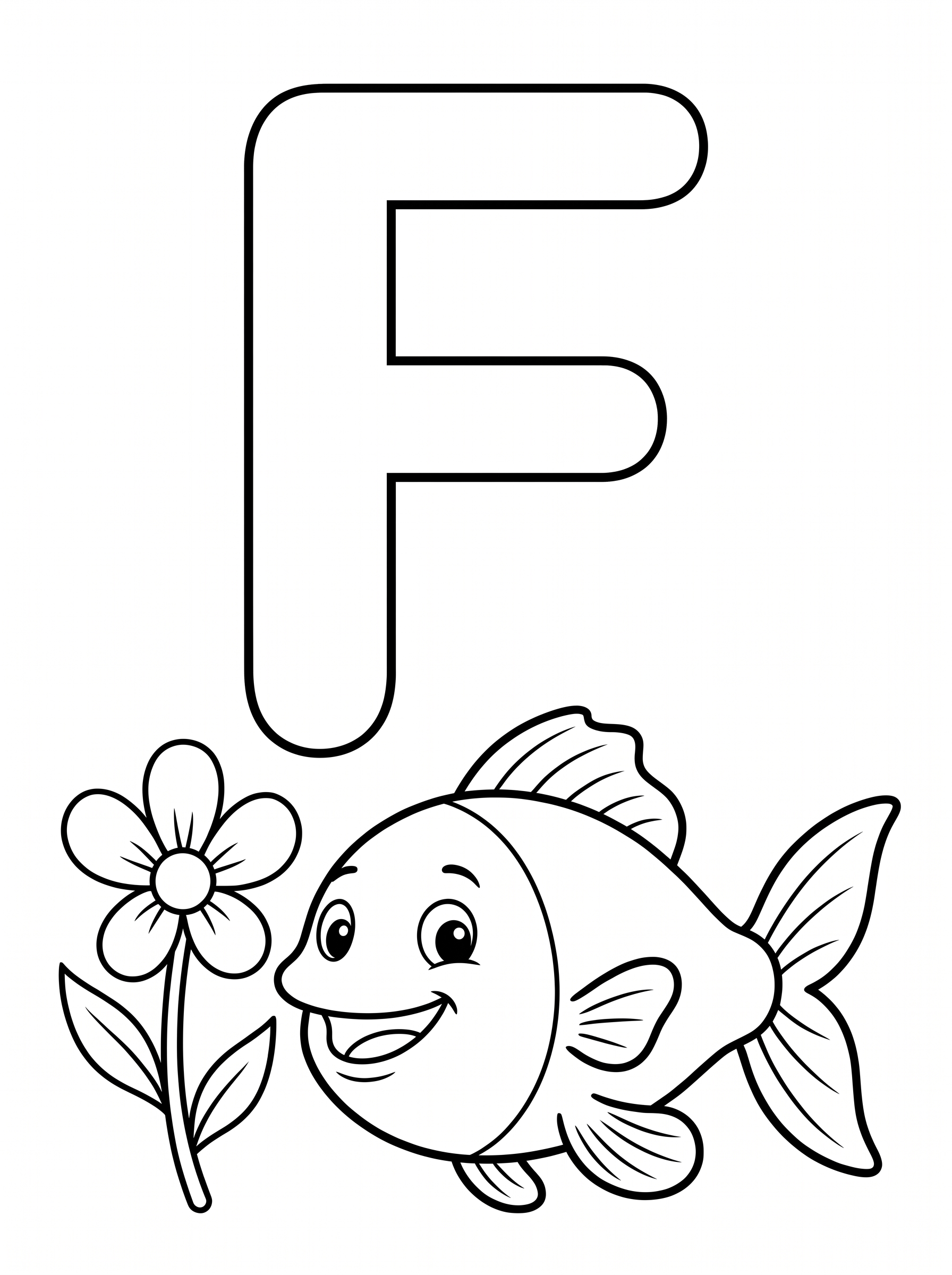 Agent Image   Children s alphabet coloring book page  A huge hollow bubble outline capital letter F
